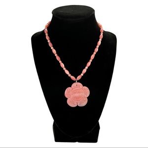 Oriental Pink Jade Necklace with Pendant